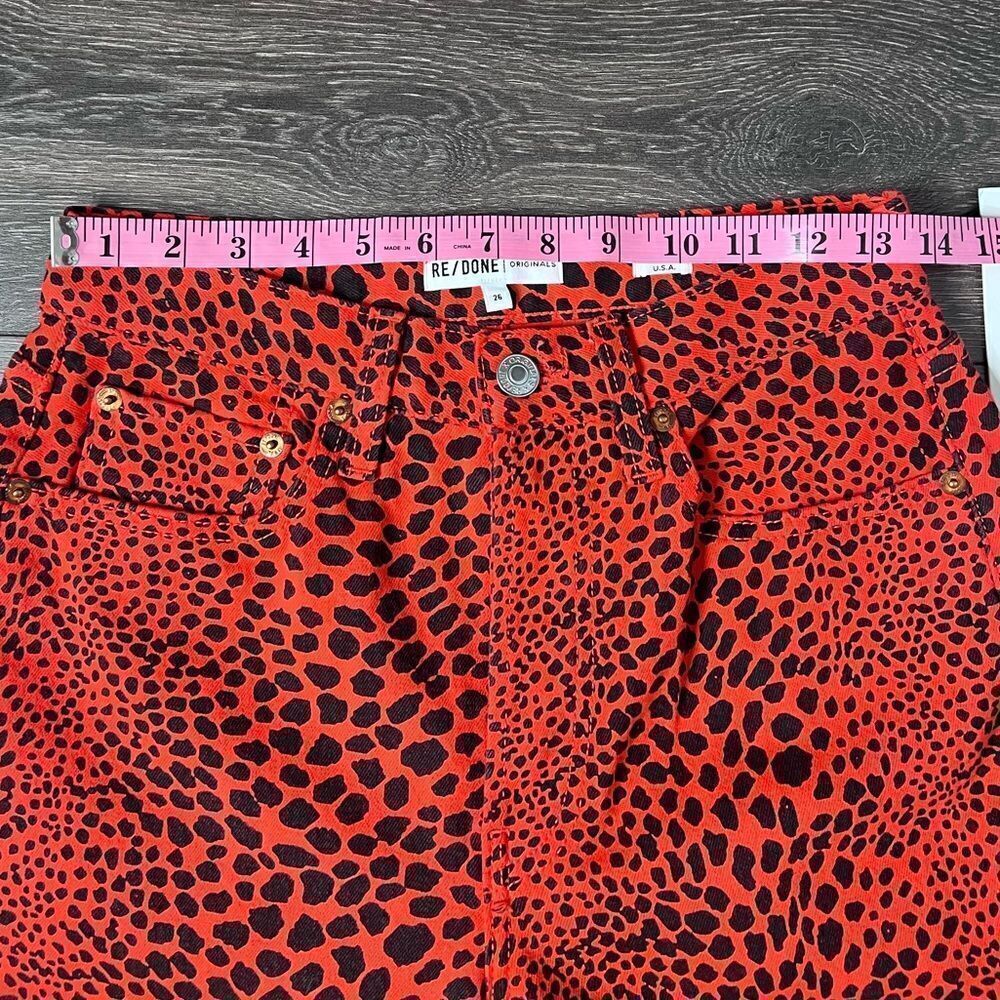 RE/DONE Cheetah Print High Rise Crop Jeans Flame Orange Size 26 NWT - Picture 12 of 16